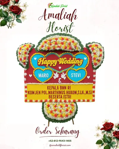 Karangan Papan Bunga Pernikahan di Sampih